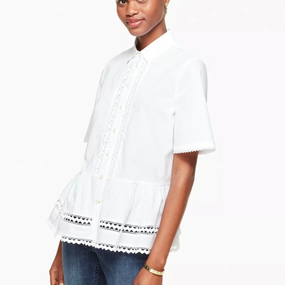 Kate Spade Broome Street Lace Insert Peplum Top
